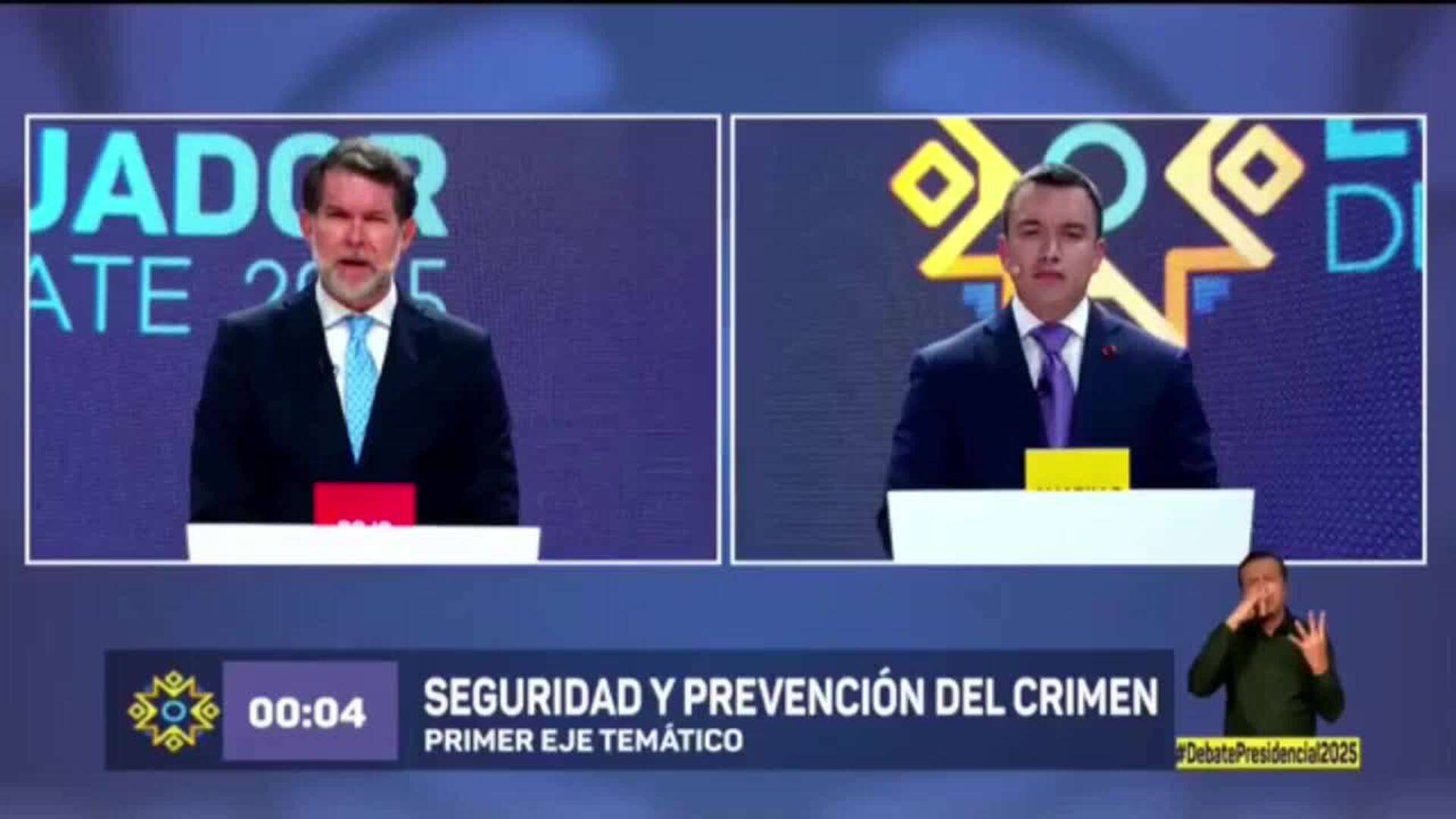 Noboa esquiva críticas en debate electoral y defiende su gestión al frente de Ecuador