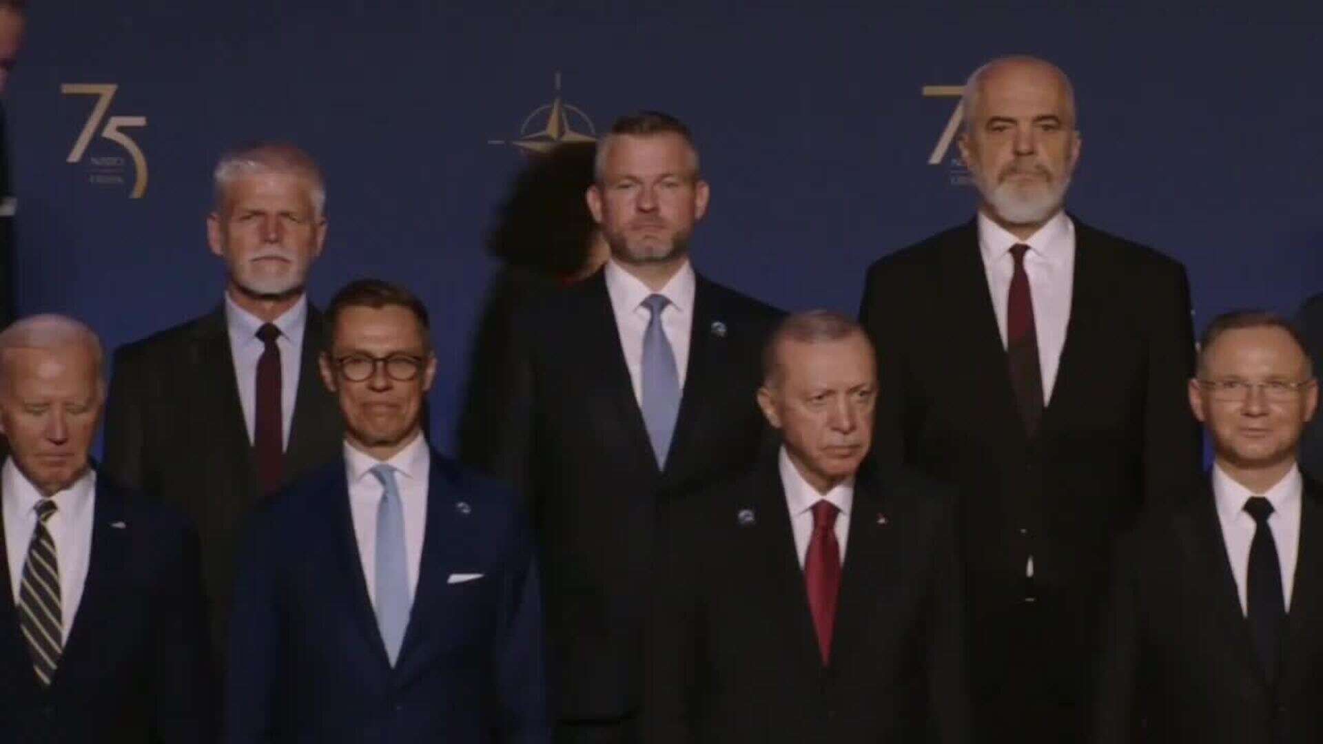 Pedro Sánchez arriba a la ceremonia que celebra los 75 años de la OTAN