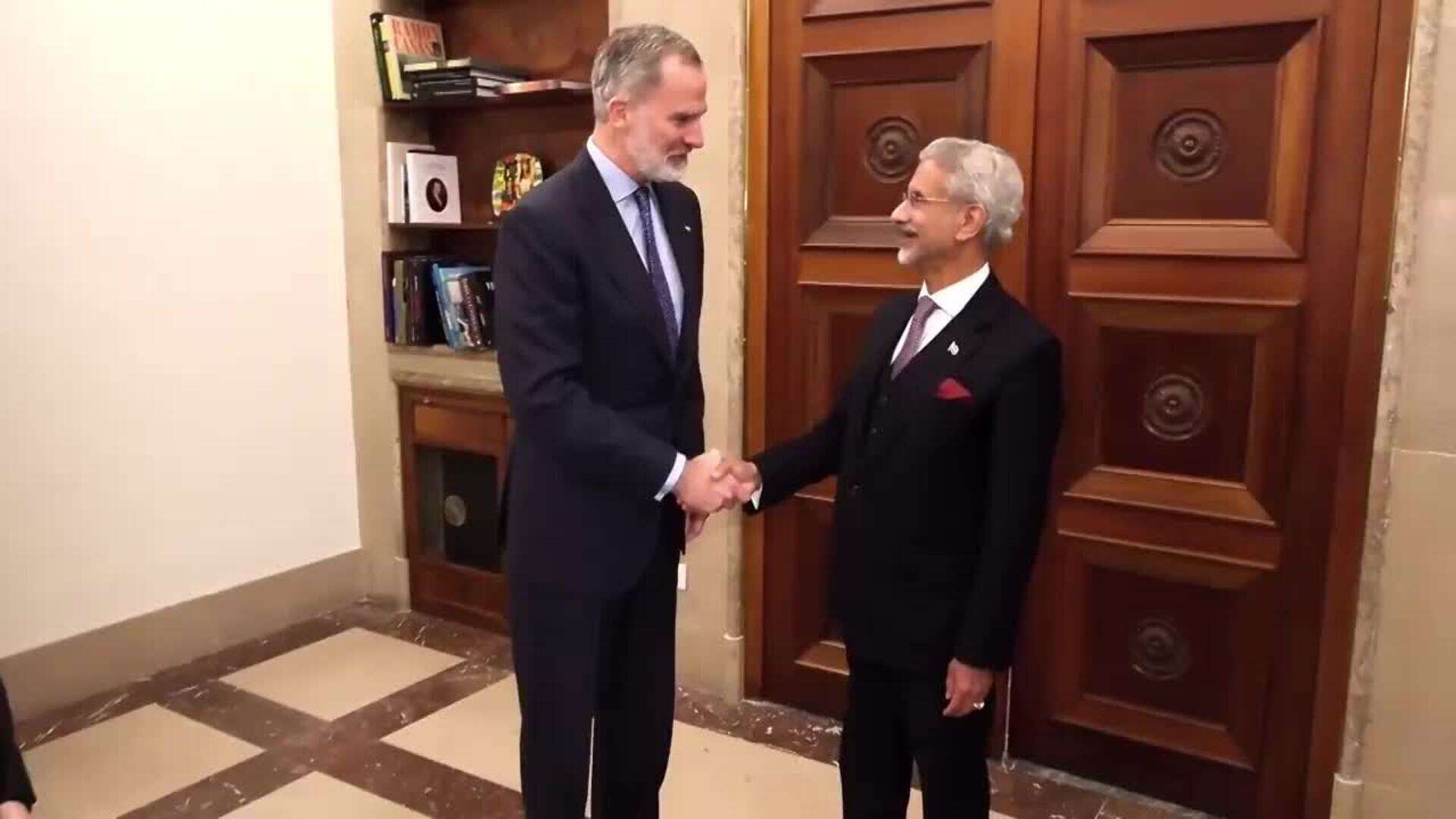 Felipe VI mantiene un encuentro con el jefe de la diplomacia india, Subrahmanyam Jaishankar