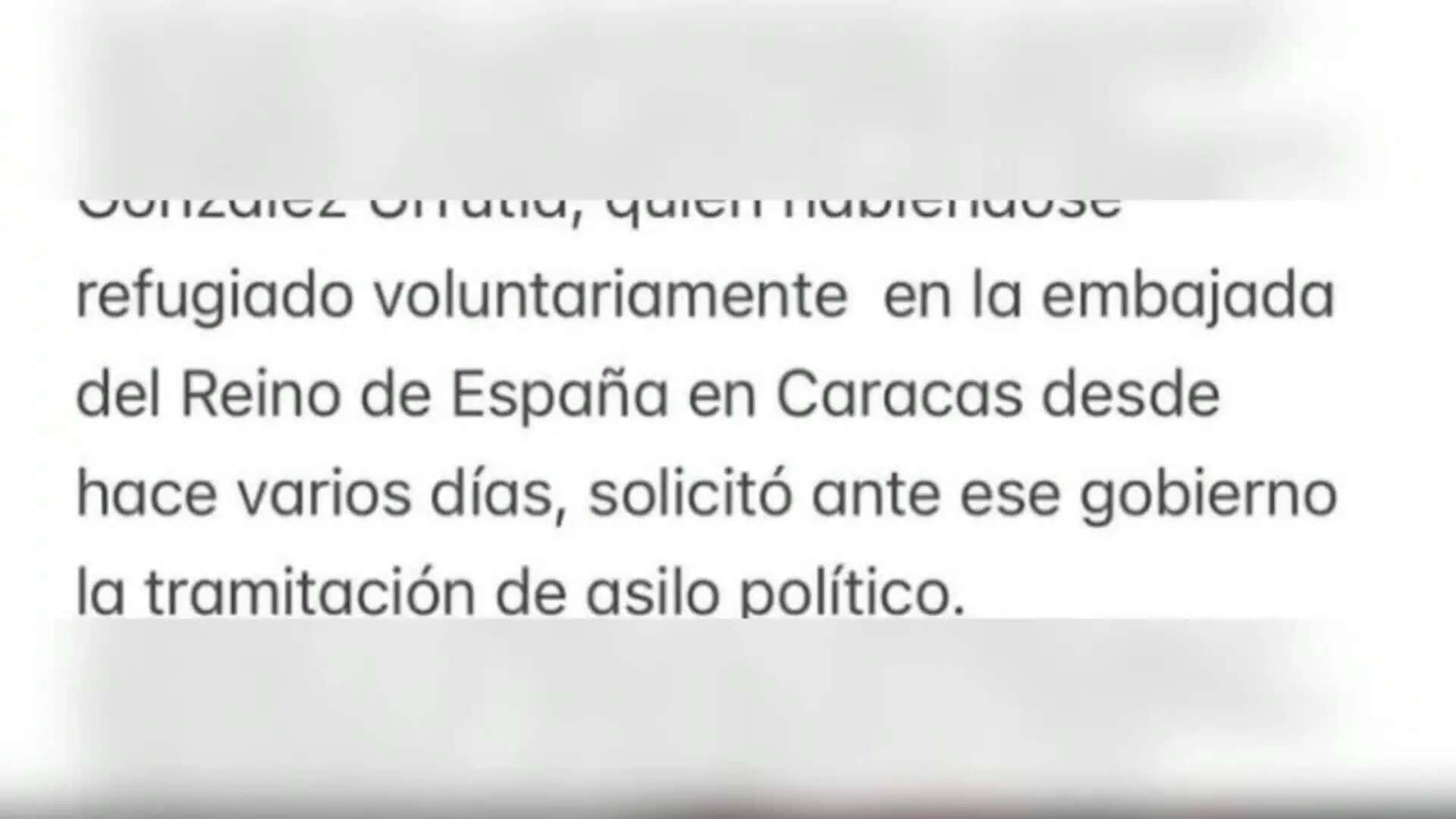 Gobierno de Venezuela informa que González Urrutia salió del país para asilarse en España