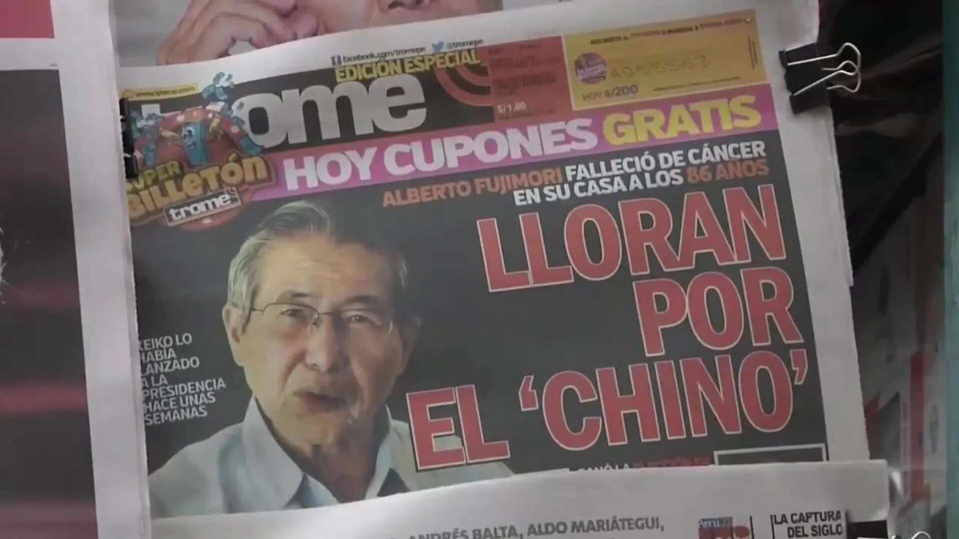 El Gobierno peruano decreta tres días de duelo nacional por la muerte de Fujimori