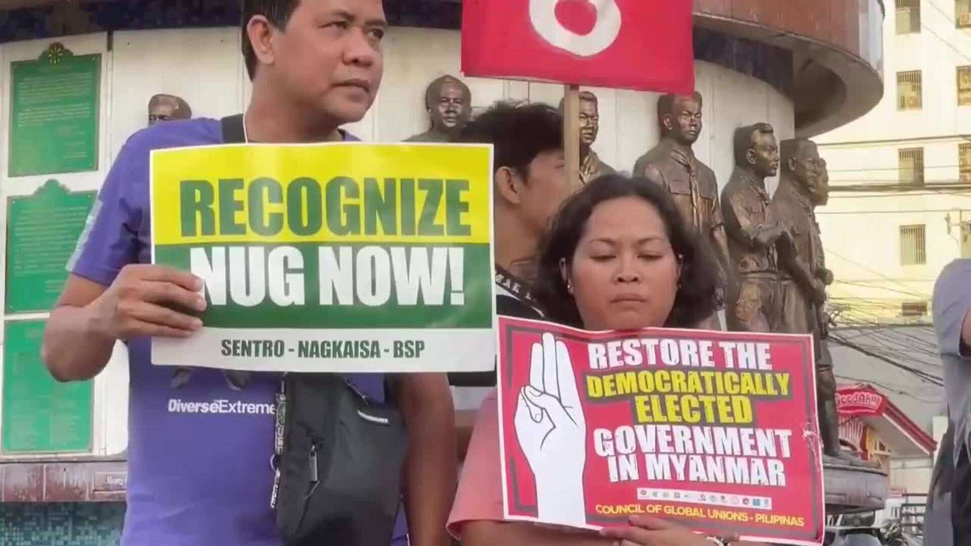 Manifestantes envían desde Manila su apoyo a activistas prodemocráticos en Birmania