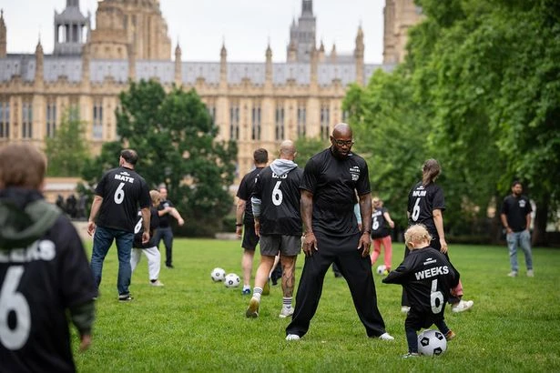 Dads only allowed to play football for 10 minutes to show problem