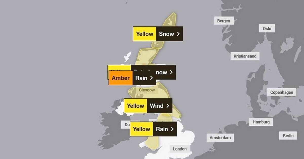 Storms threaten to ruin New Year's Eve across UK as Met Office issues grim snow and rain update