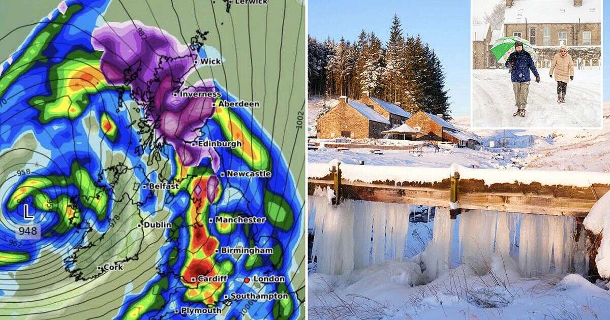 UK snow maps show exactly when 1,000km blizzard will hit WHOLE COUNTRY in 30-hour blitz