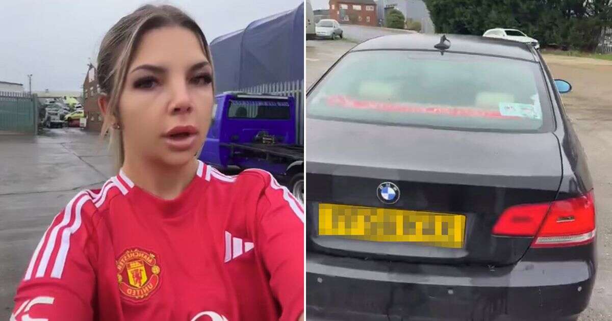 Man Utd fan disgustingly slams brick through Liverpool supporter's car window while gigglingVIDEO