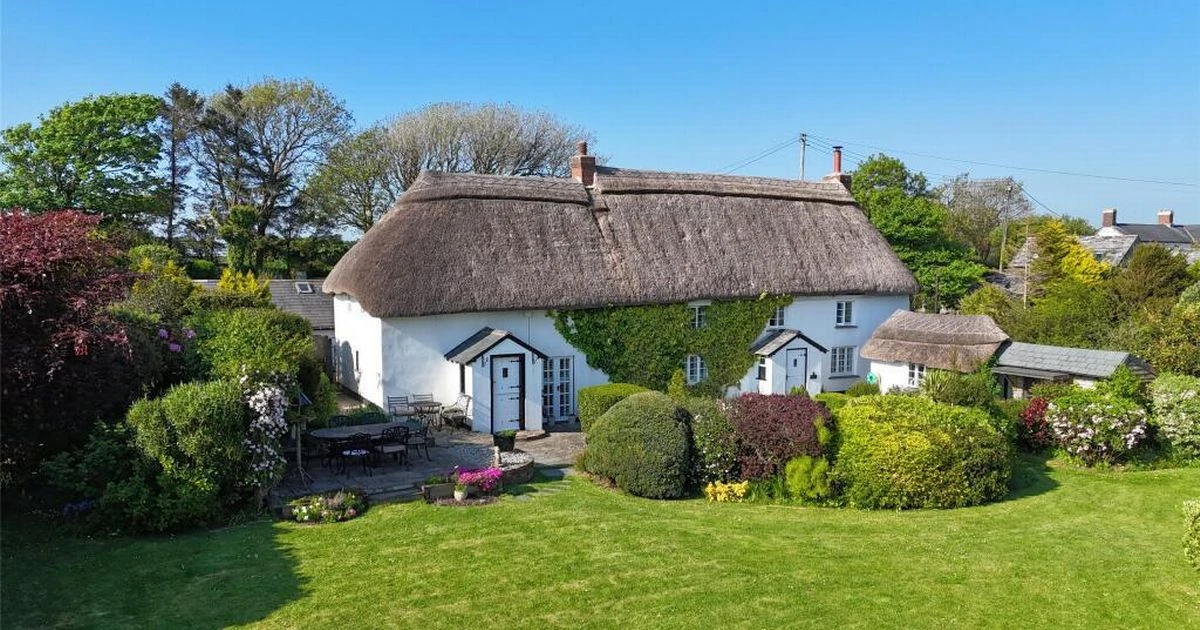 Look around Amanda Holden family thatched cottage with 'sweeping' gardens which is up for sale
