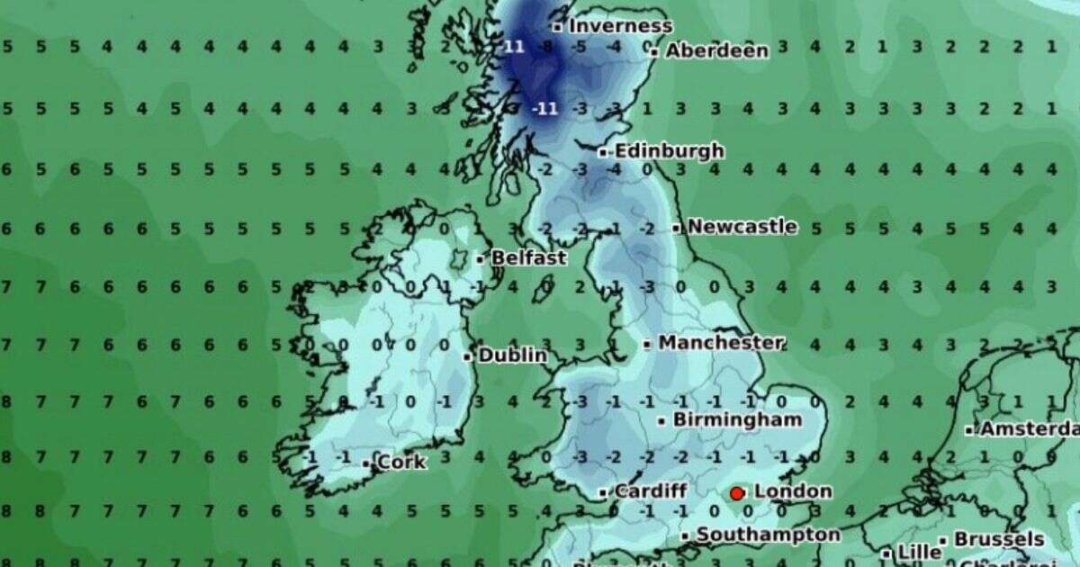 Weather maps reveal exactly where and when next deep freeze will bring -11C chill