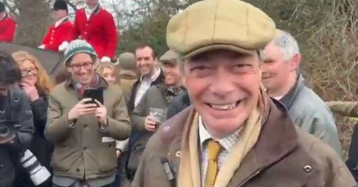 Nigel Farage's awkward Boxing Day hunt video to announce Reform UK has overtaken Tories