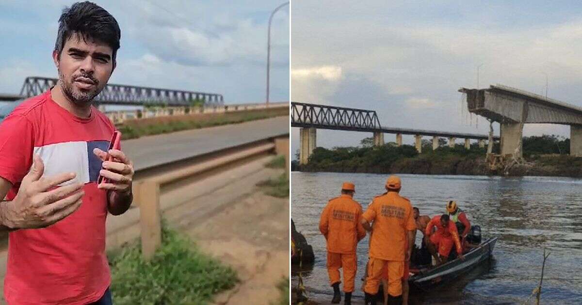 Terrifying moment Brazil bridge crumbles killing two people with 14 still missing