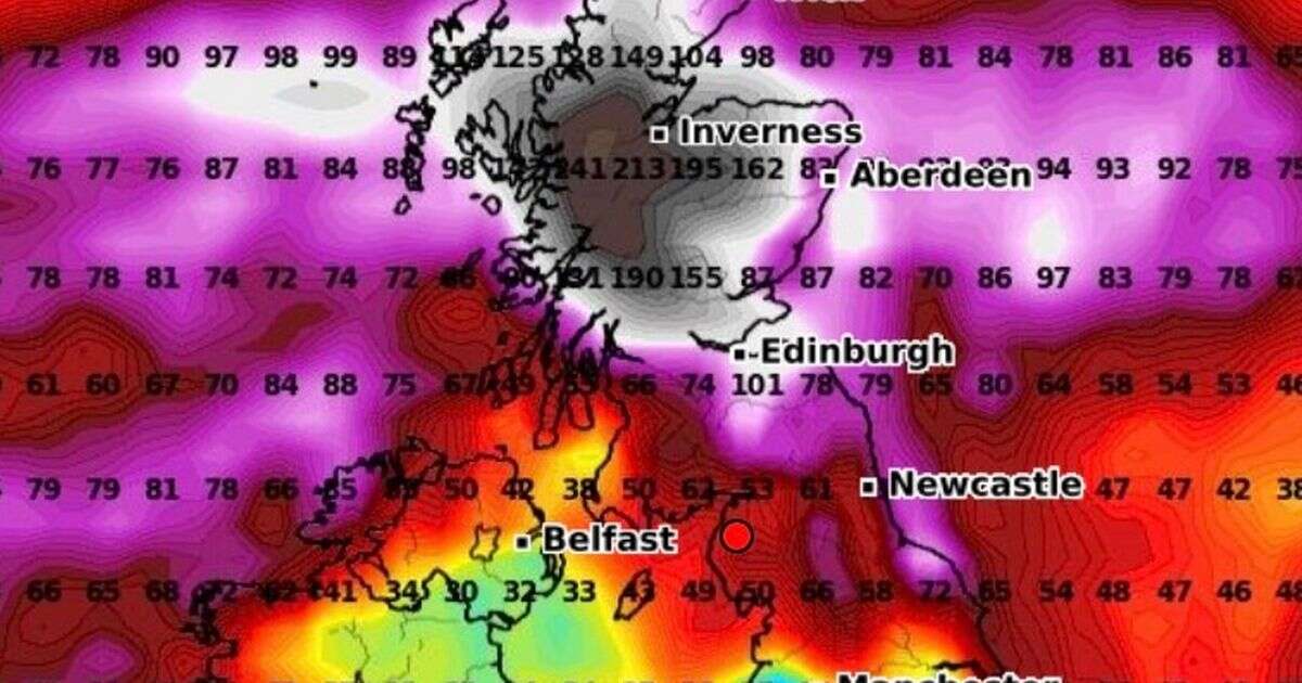 Weather maps turn striking purple as 25cm of snow set to batter the UK