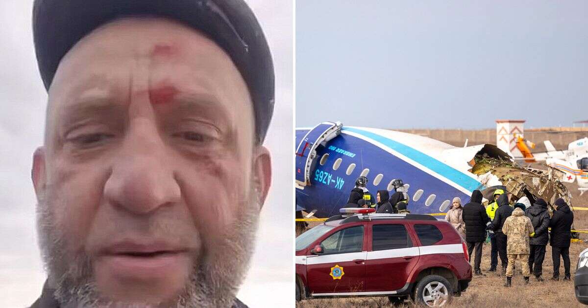 Moment man shows he survived doomed Azerbaijan Airlines crash after filming final message