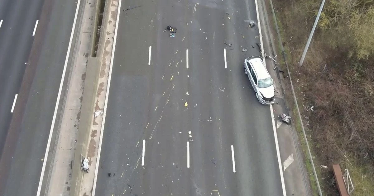 Moment driver speeds wrong way down M25 in stolen van - killing two people