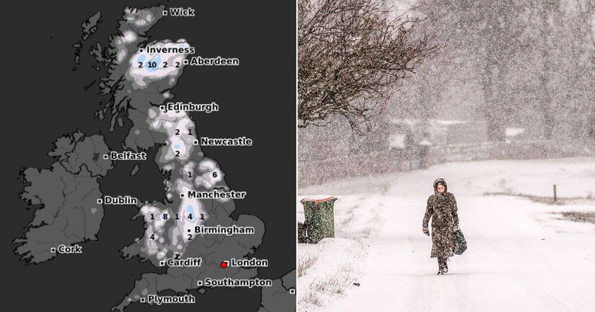 Snow maps show '3cm per hour' storm will hit 60 hours after hottest day of year