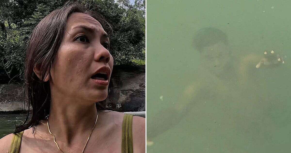 Incredible moment woman with Go-Pro spots man drowning in waterfall and saves his life