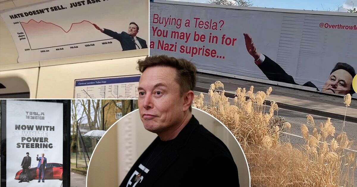 New billboard mocking Elon Musk 'Nazi salute' pops up in guerrilla anti-Tesla ad campaign