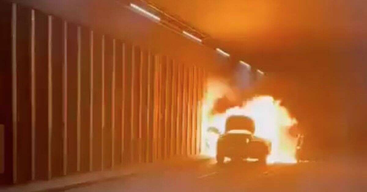 Dramatic footage shows car engulfed in flames that caused Heathrow chaos