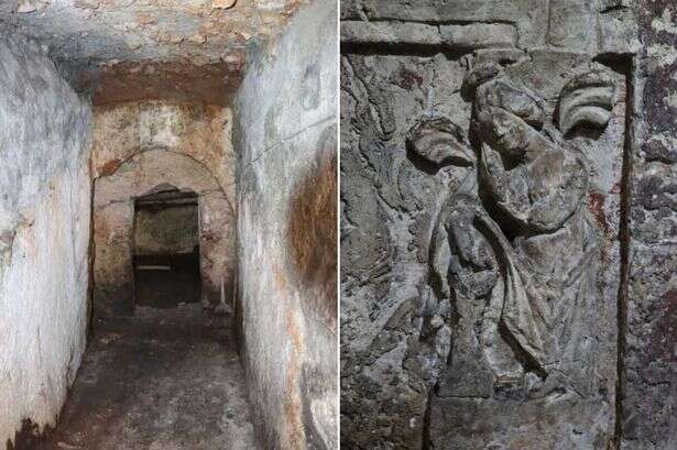 Ancient tomb with 'dead man and winged woman' inside uncovered under courtyard