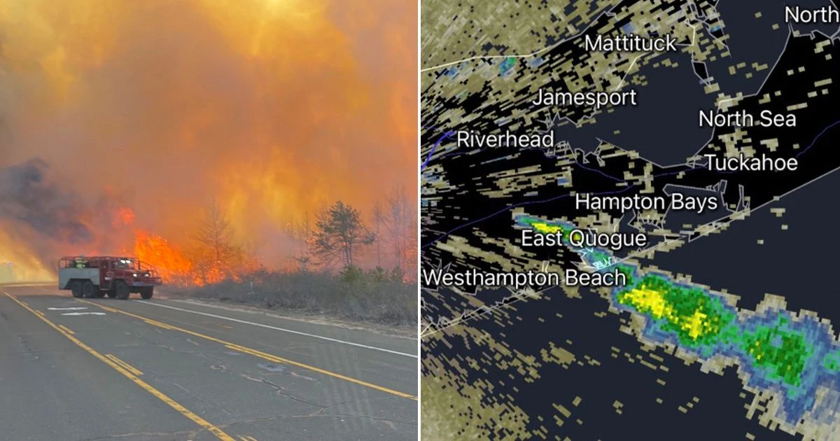 Long Island fire: Apocalyptic scenes at Westhampton as enormous Hamptons blaze breaks out