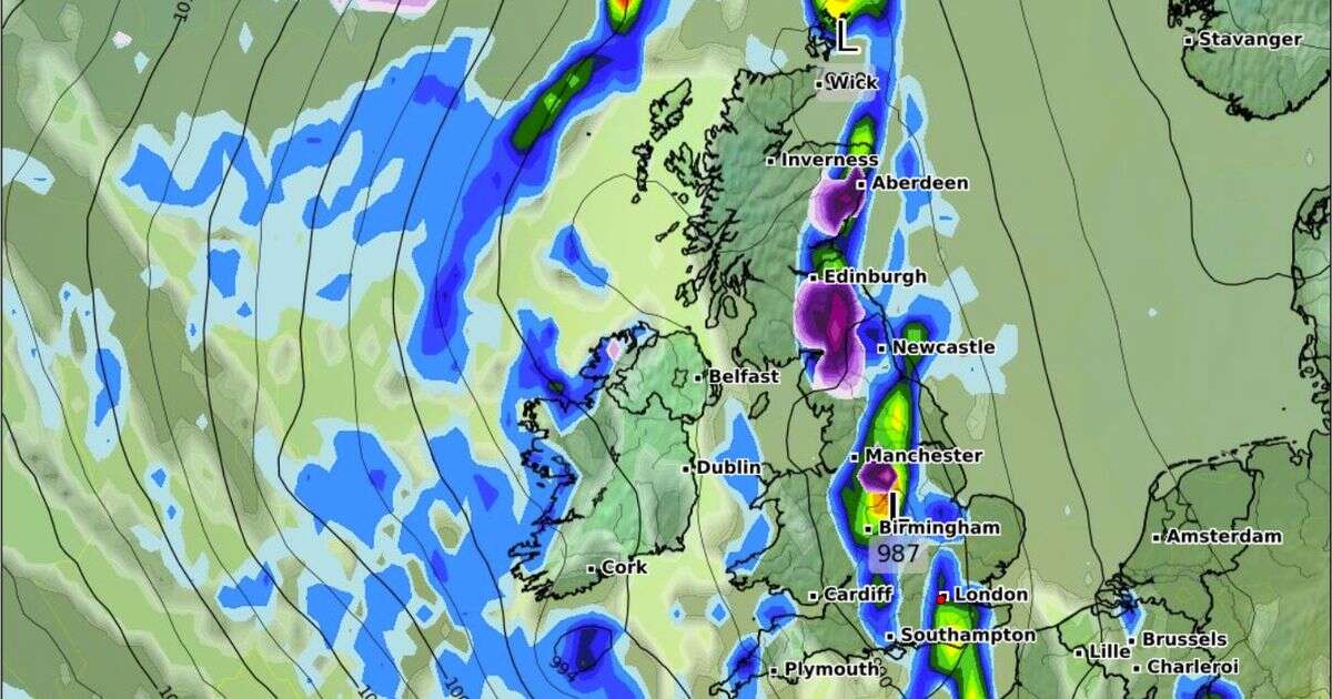 Snow maps reveal when 4 inch per hour storm will batter England, Wales and Scotland