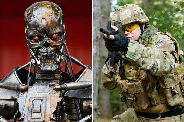 Brit soldiers training against Terminator-style robots that talk to you and slag you off