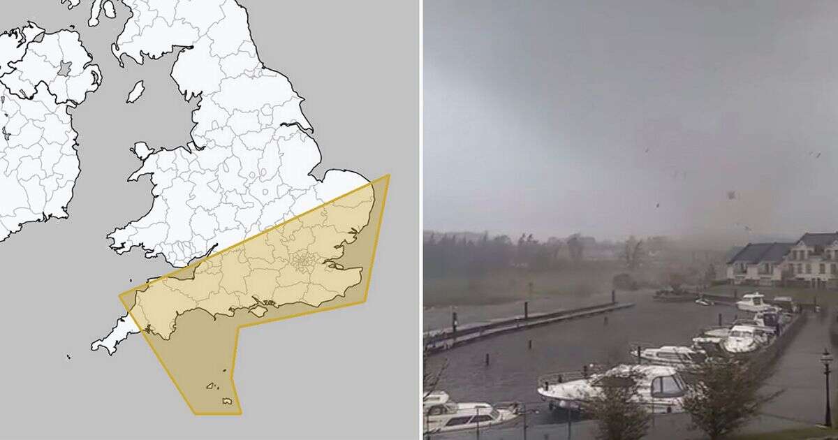 Tornado warning issued for six areas of the UK as Brits to be pelted with hail and lightningWeather