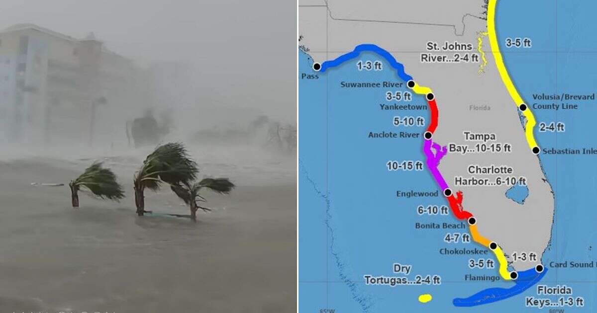 What is a storm surge? Chilling footage re-emerges ahead of horror Hurricane Milton with 15ft surge