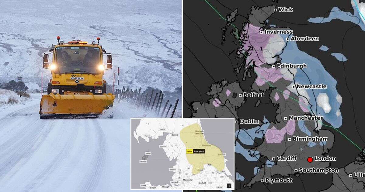 UK snow maps show weekend misery as forecasts turn purple and Met Office issues warning