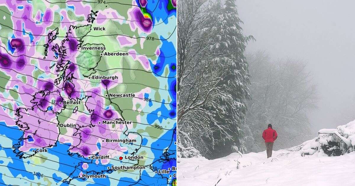 UK snow forecast as maps show 144-hour Arctic blast and '10cm per hour' flurries this month