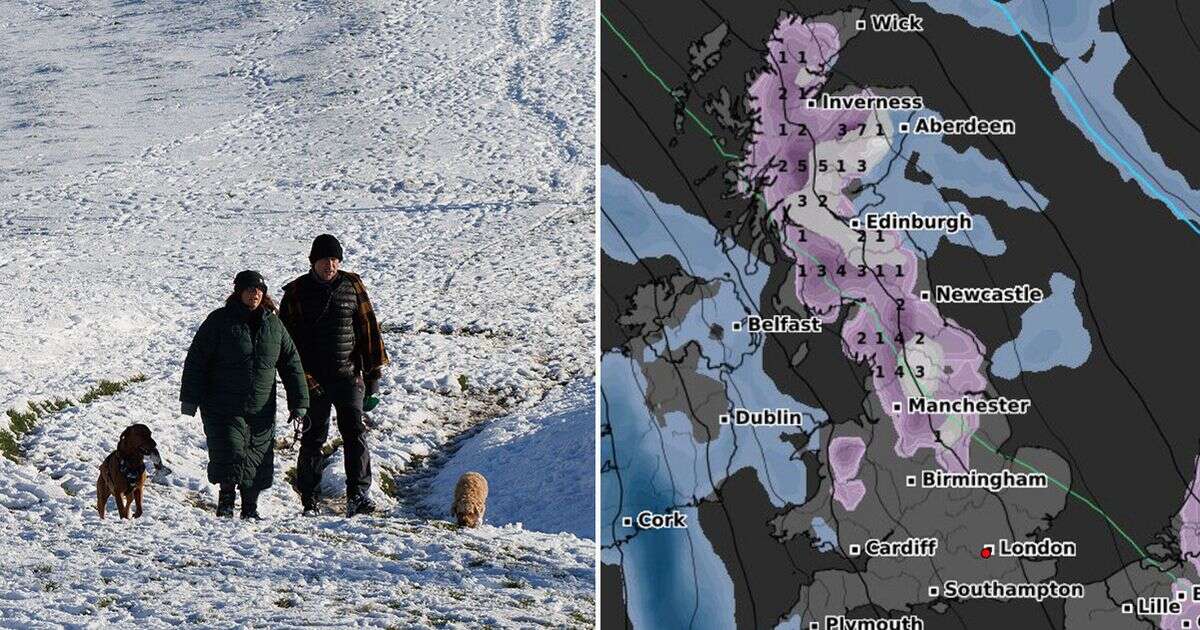 UK snow forecast as maps show half the country buried this weekend in '1cm per hour' storm