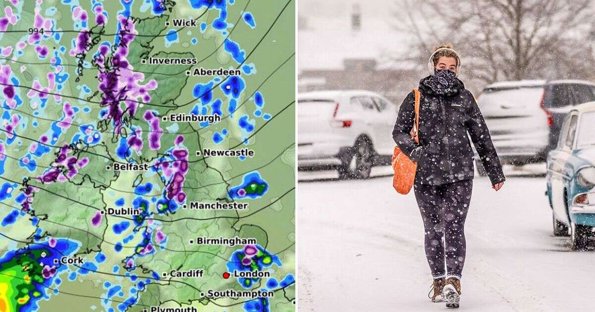 UK snow maps reveal exact date blizzard will dump four inches per hour across 600 miles