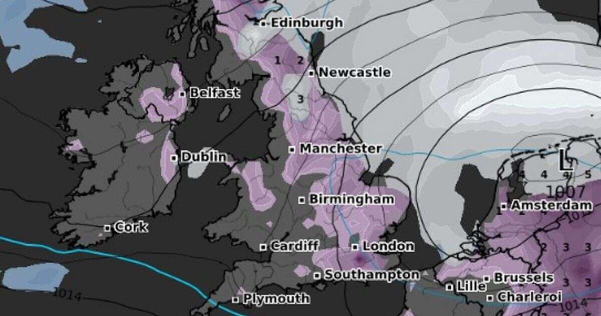 UK snow map turns purple as huge 550-MILE wall set to blast Brits in just days