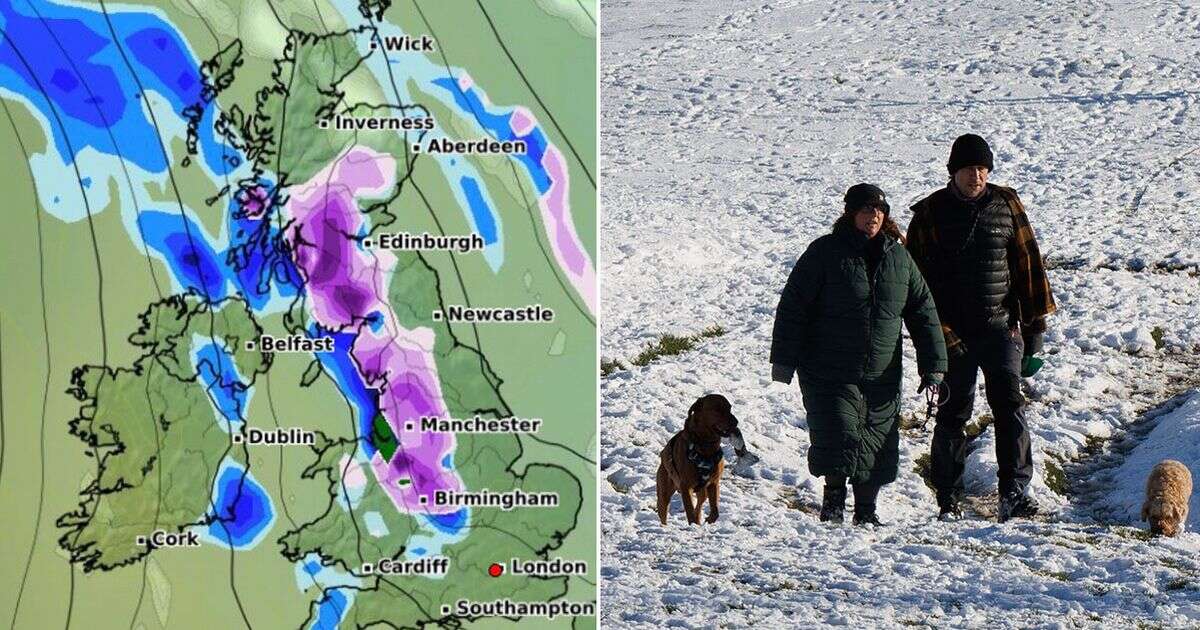 UK snow maps reveal 450-mile blizzard as 8 counties wake up to flurries this weekend