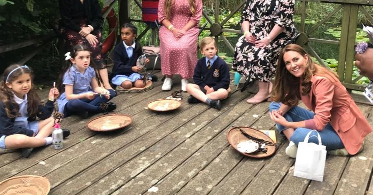 Beaming Kate Middleton chats with kids a day after husband William's birthday