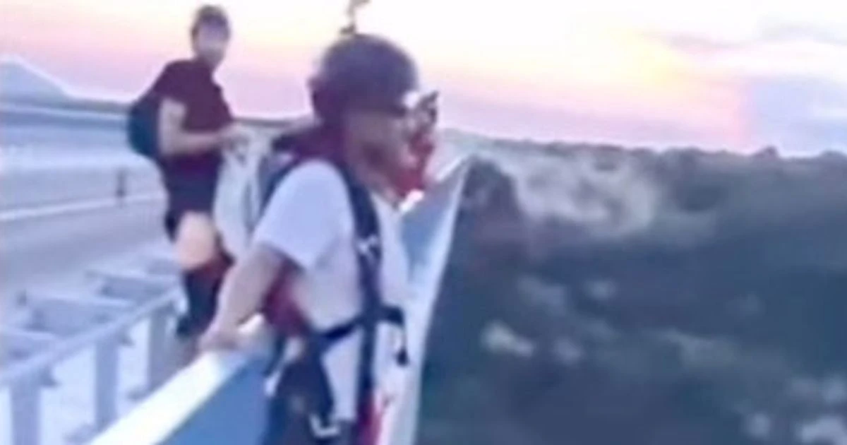 Eagle-eyed base jumper saves thrill-seeker about to fall to his death after epic blunder