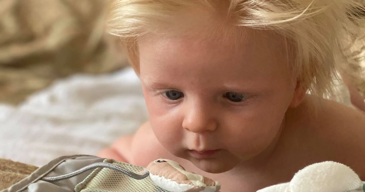 Baby born with phenomenal mop of blond hair the spitting image of Boris Johnson
