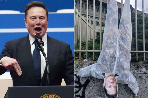 Elon Musk effigy hanged in square where Mussolini's corpse displayed after execution