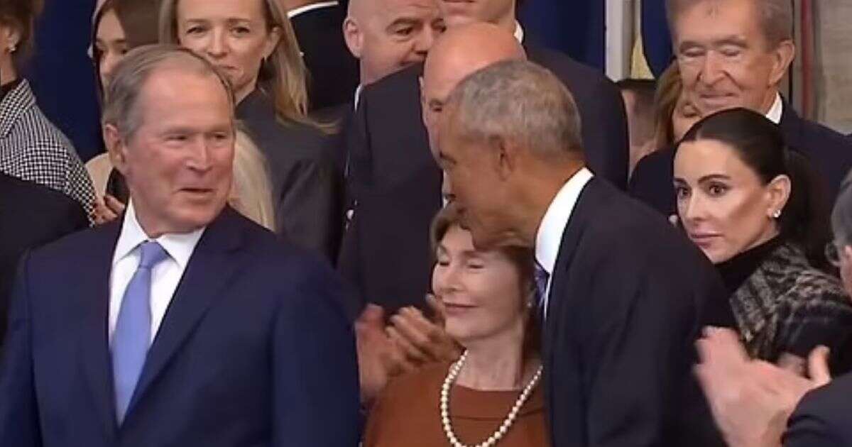 Barack Obama's cheeky six-word inauguration Trump remark to George Bush caught on camera