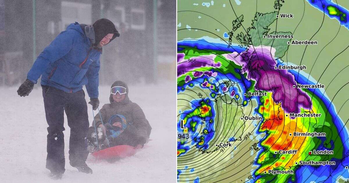 UK snow: Storm Éowyn maps show exact time FIVE INCHES will bury half of Britain in just six hours