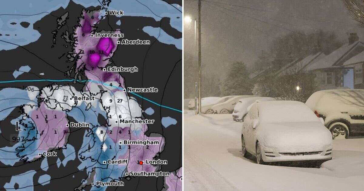 UK snow maps show week long Arctic blast will bury Brits in 11 inches this month