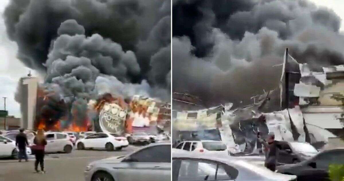 Huge fire breaks out as casino burns to the ground in front of horrified crowds