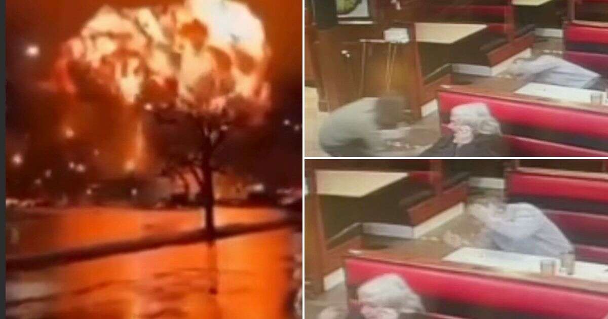 Terrifying moment Philadelphia plane crash debris smashes restaurant diner in head