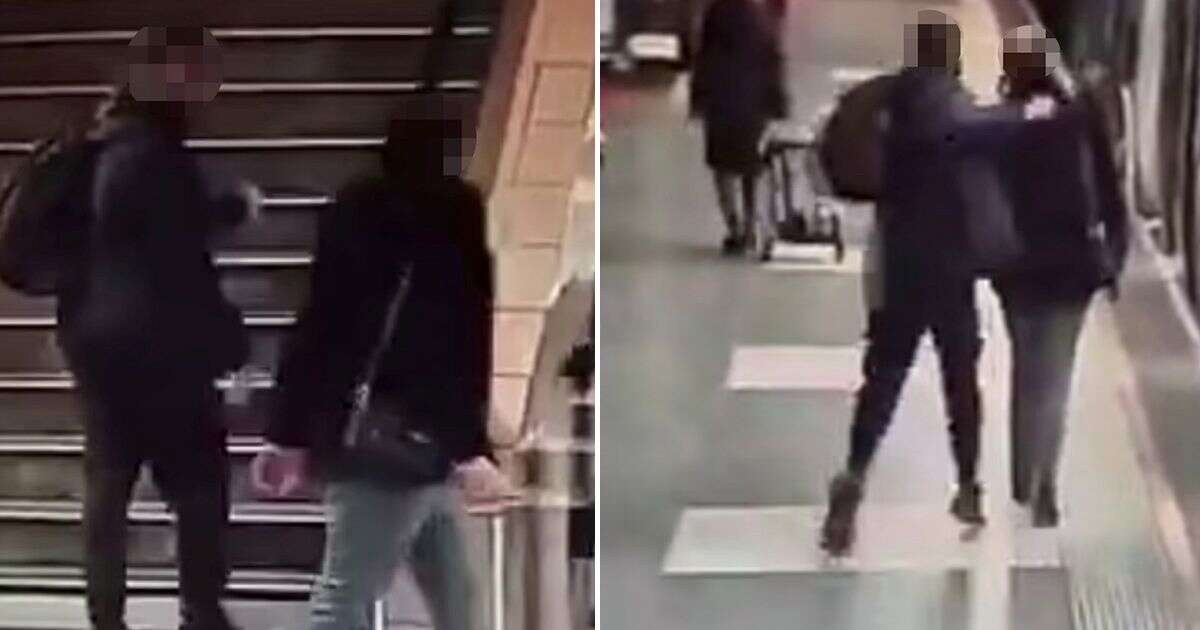 Horror CCTV shows moment man stabbed in neck after bumping stranger at subway station