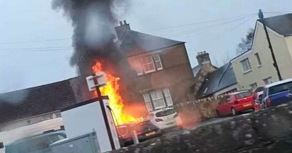 School run horror as family desperately evacuate car before it erupts into huge fireball