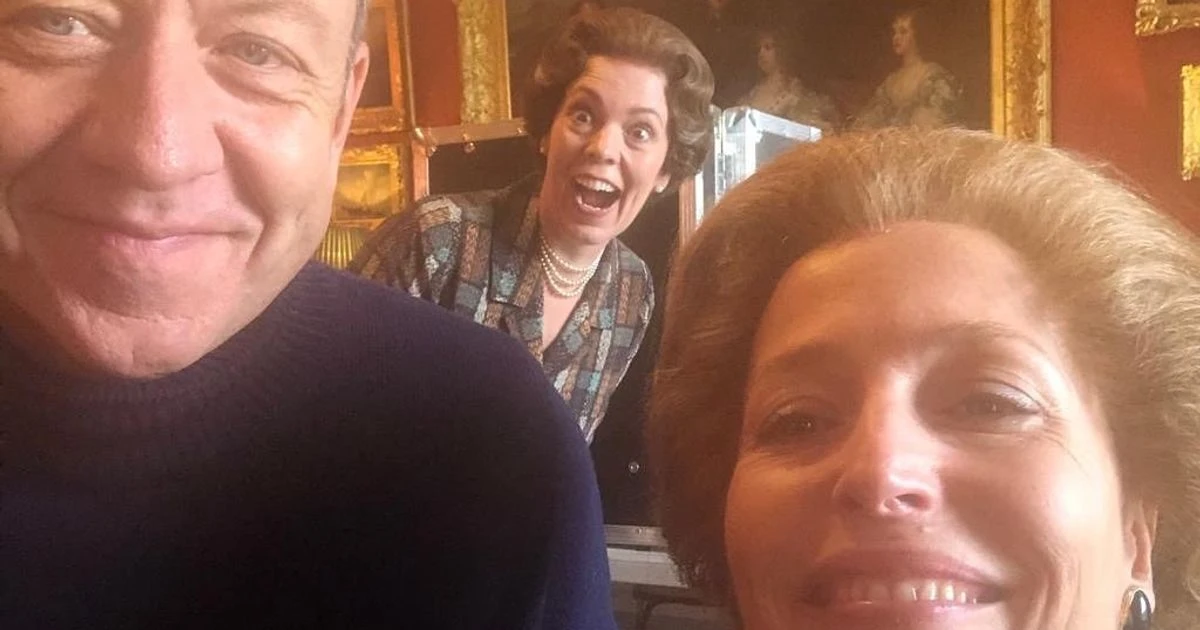 The Crown's Gillian Anderson and Helena Bonham Carter laugh hysterically in on-set snaps