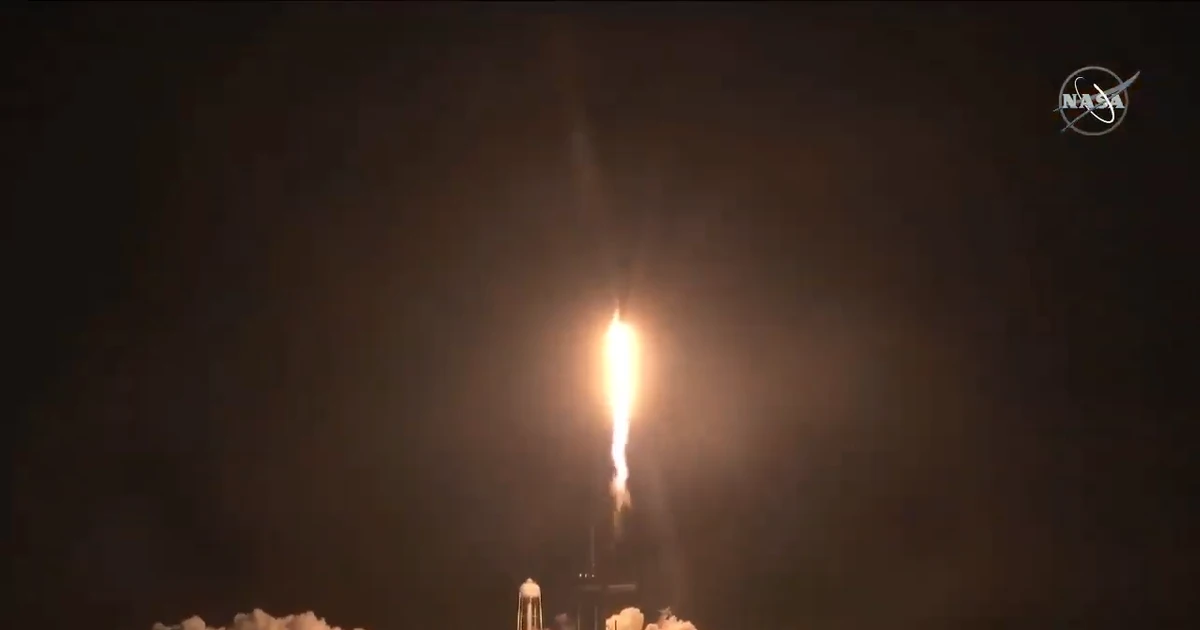 Nasa and SpaceX launch four astronauts into space in historic mission to ISS