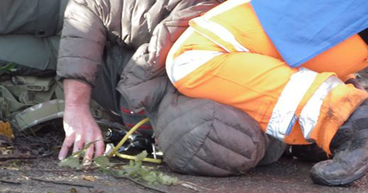 HS2 worker filmed 'kneeling on activist's neck' after he 'catapulted carrots over fence'