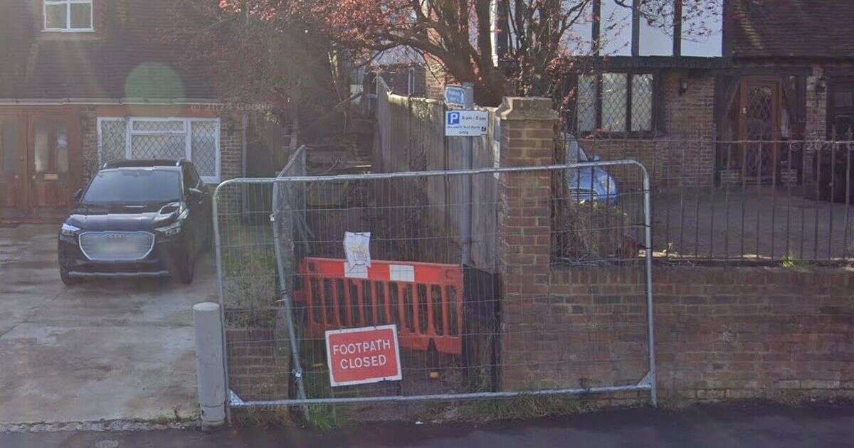 Man blocks off public footpath on street and refuses to let neighbours go near it