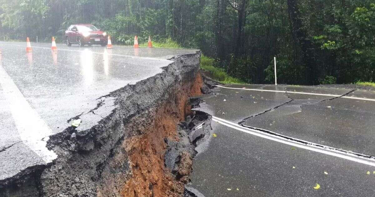 Australia floods: Highway ripped apart by tropical cyclone as 17 inches of rain falls