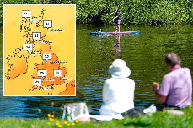 Map shows where Brits are in for record-breaking 30C scorcher and hottest day of the year